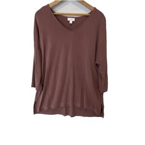 Pure Jill J.Jill Top Size L Mauve Tencel Modal Oversized Tunic Hi Low Relaxed